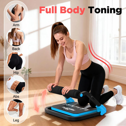 Adjustable Abdominal Core Trainer, Foldable Sit-Up Machine with Automatic Rebound for Home Workouts