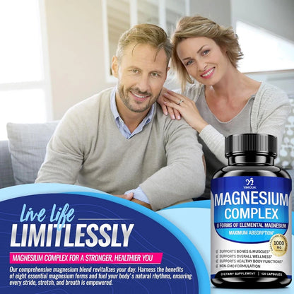 Magnesium Capsules with Glycinate, Malate & Citrate Blend for Muscle, Bone and Sleep Support
