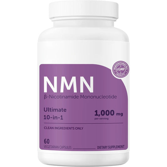 NMN 1000mg Capsules with Resveratrol, NAD+ & Cellular Wellness Support, 60 Count - Bond Well Supplies