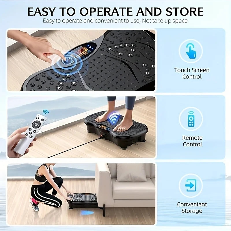 Vibration Exercise Machine with Resistance Bands, Compact Full-Body Workout Platform for Home Gym