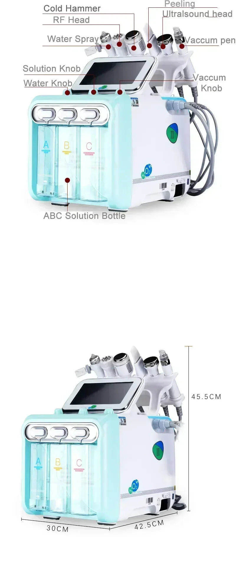Professional 7-in-1 Hydra Facial Machine, Hydrogen Oxygen Facial Device with Skin Scrubber & LED Mask - Bond Well Supplies