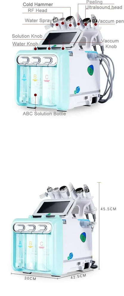 Professional 7-in-1 Hydra Facial Machine, Hydrogen Oxygen Facial Device with Skin Scrubber & LED Mask - Bond Well Supplies
