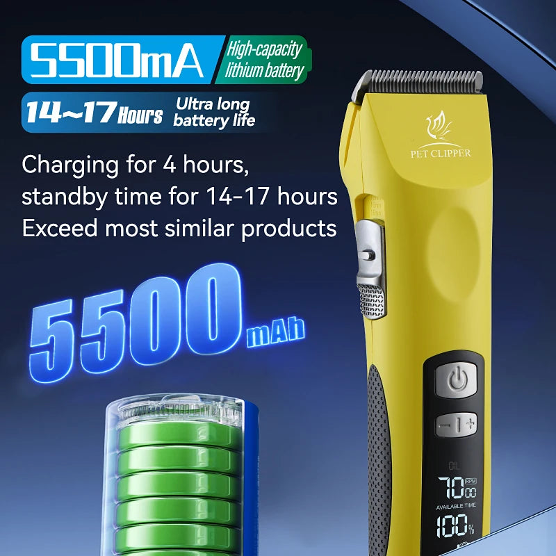 Fenice Professional Cordless Pet Hair Clipper, Rechargeable Low-Noise Grooming Trimmer & Shaver Kit