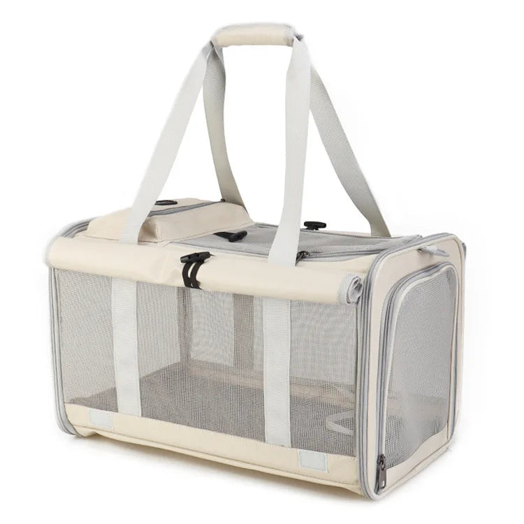 Large Foldable Pet Carrier Bag for Cats & Small Dogs, Breathable Soft-Sided Travel Tote with Top Window & Luggage Strap