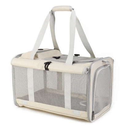 Large Foldable Pet Carrier Bag for Cats & Small Dogs, Breathable Soft-Sided Travel Tote with Top Window & Luggage Strap