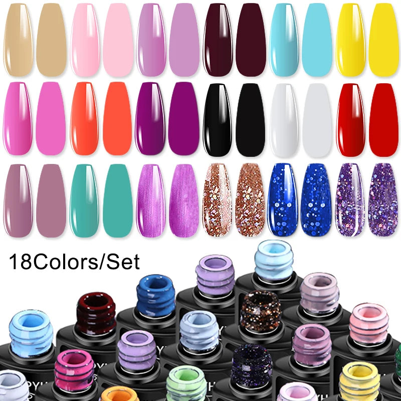 Professional Gel Nail Polish Kit, Semi-Permanent UV LED Gel Varnish Set with Nail Dryer & Electric Nail Drill - Bond Well Supplies