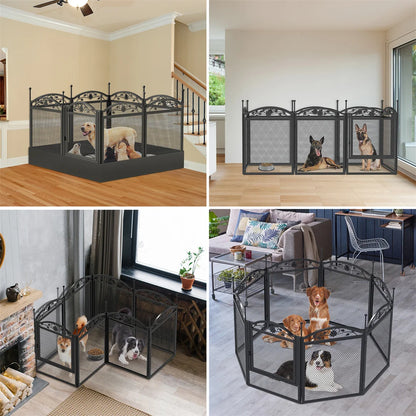Heavy-Duty Metal Puppy Playpen, 8-Panel Indoor & Outdoor Dog Exercise Pen with Waterproof Whelping Pad