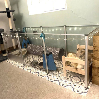 Large Acrylic Dog Playpen with Waterproof Whelping Pad, Clear Indoor Puppy Enclosure & Pet Fence