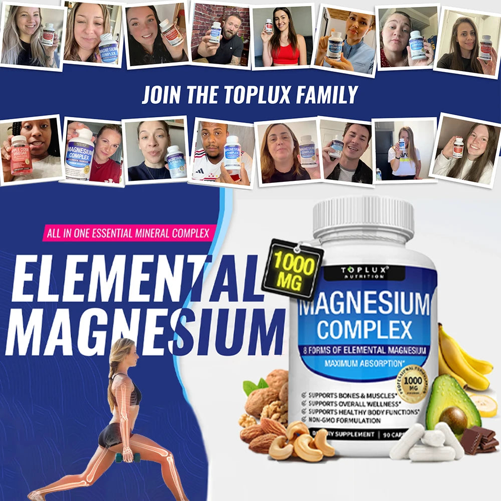 Magnesium Complex 1000mg Supplement with Glycinate, Citrate & Malate