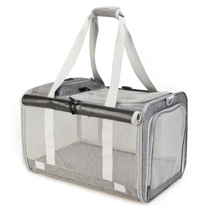 Large Foldable Pet Carrier Bag for Cats & Small Dogs, Breathable Soft-Sided Travel Tote with Top Window & Luggage Strap