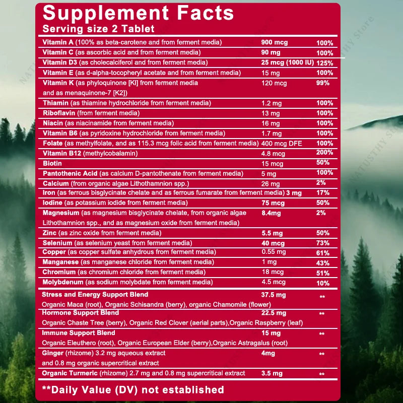 Multivitamin for Women Capsules for Hormone Balance, Skin, Heart, Brain, Bone and Immune Support
