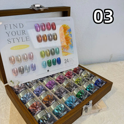 High-End Nail Art Set with 24 Mirror Powder Colors and Ultra-Fine Glitter Effects
