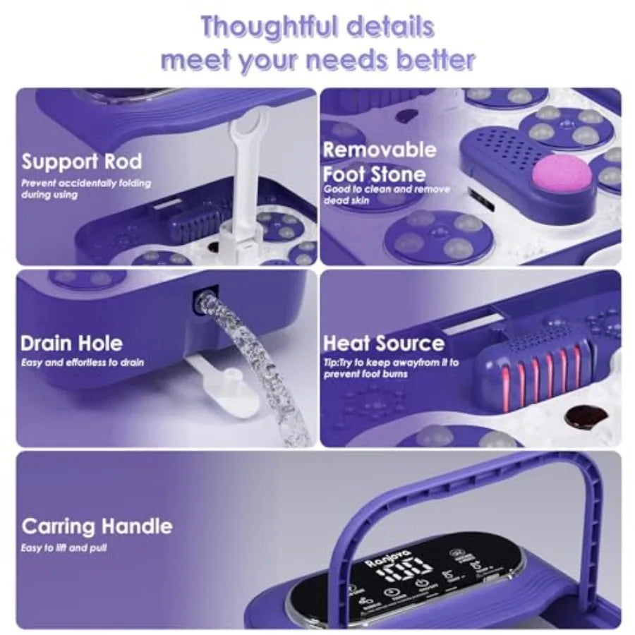 Collapsible Foot Spa Bath with Heat, Bubble Jets, Temperature Control and Rotary Massage