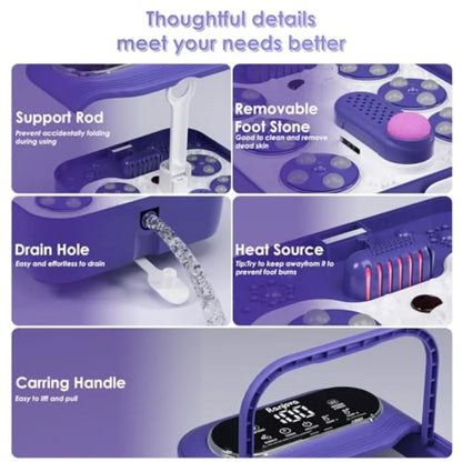 Collapsible Foot Spa Bath with Heat, Bubble Jets, Temperature Control and Rotary Massage