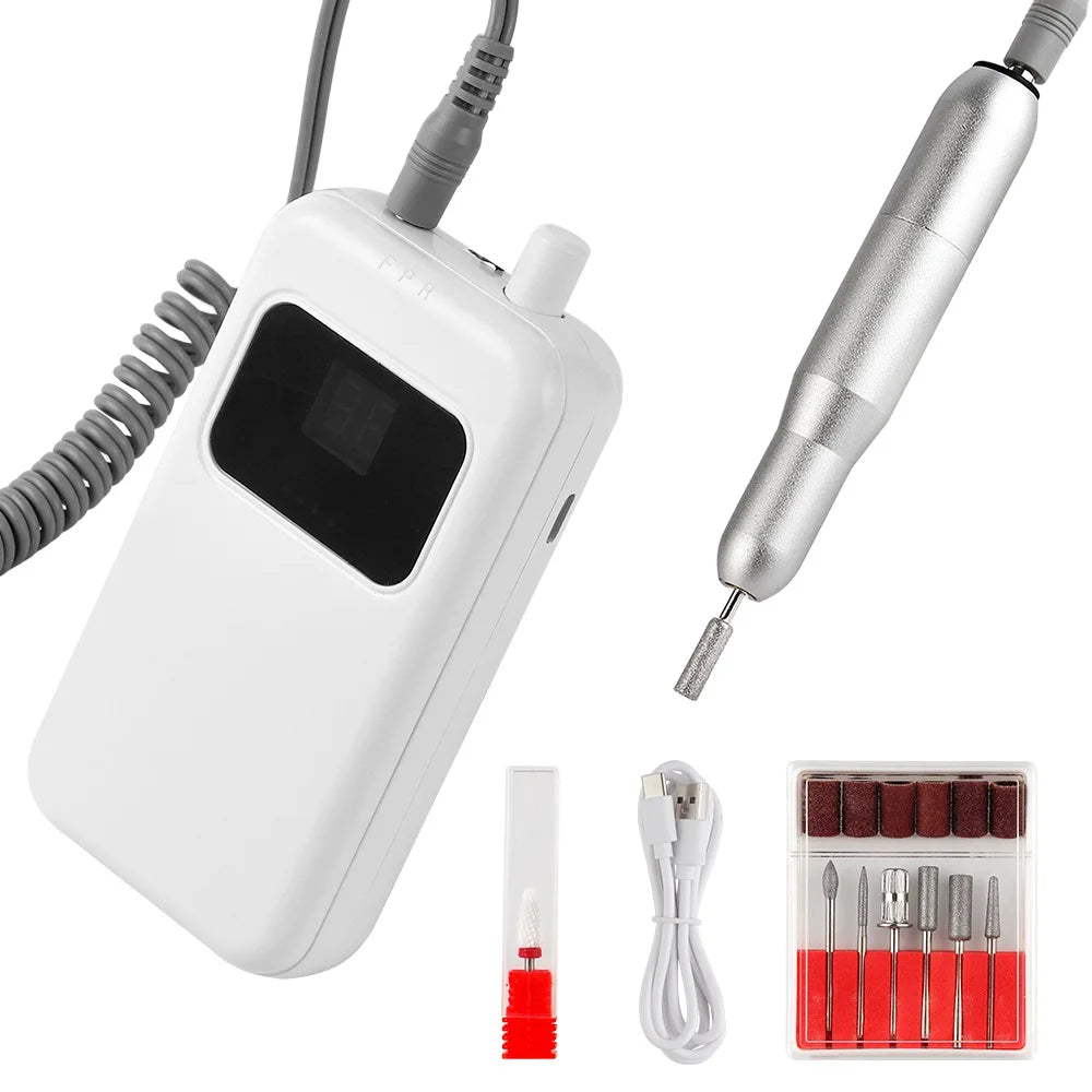 Rechargeable Nail Drill Machine, 45000RPM Portable Electric Nail File for Salon & Home Use - Bond Well Supplies