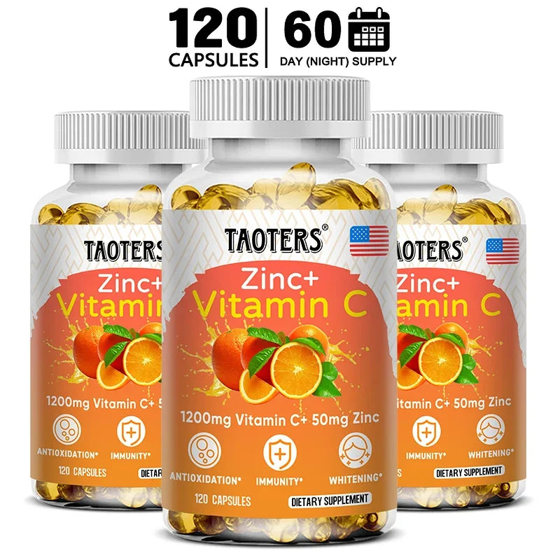 Taoters Vitamin C Zinc Supplement, High-Absorption Formula for Daily Immune, Skin & Antioxidant Wellness - Bond Well Supplies