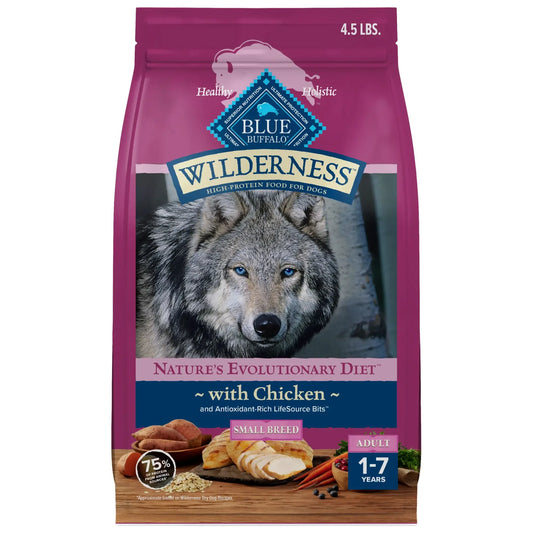 Wilderness Small Breed Dry Dog Food with Real Chicken & Wholesome Grains, Complete & Balanced Nutrition, 4.5 lb Bag