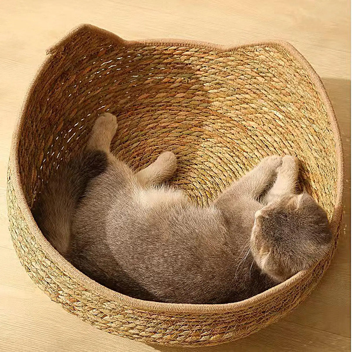 Woven Pet Bed for Cats, Cozy Nest with Soft Cushion & Pillow for Sleeping and Resting - Bond Well Supplies