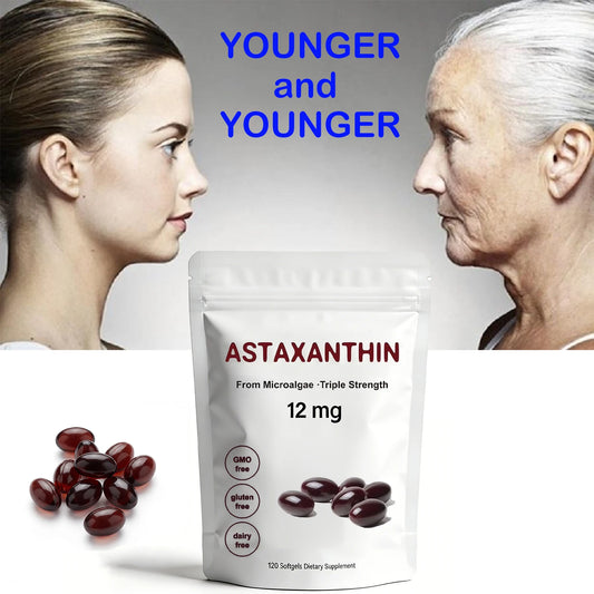Triple Strength Astaxanthin 12mg Supplement, Premium Antioxidant Softgels for Men & Women, Gluten-Free & Soy-Free - Bond Well Supplies