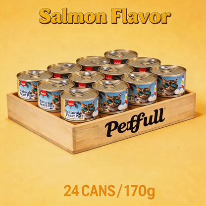 Petfull Wet Pet Food Variety Pack, Tuna, Beef, Salmon & Chicken Recipes, 170g Cans, Pack of 24