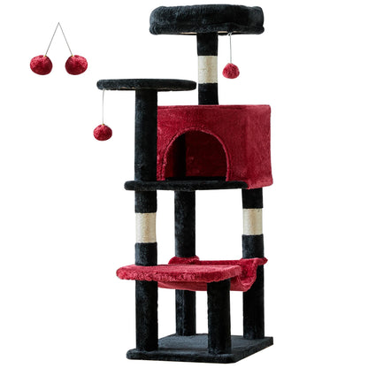 44-Inch Multi-Cat Climbing Tower, JHK Indoor Cat Tree with Natural Sisal Scratching Posts & Stable Cat House