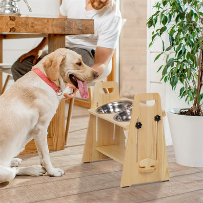 Adjustable Raised Dog Feeder Stand, Elevated Food & Water Bowl Station for Small, Medium & Large Dogs - Bond Well Supplies