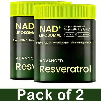 Liposomal NAD+ Advanced Supplement with Resveratrol, NAD Plus Capsules for Brain Function and Cellular Support