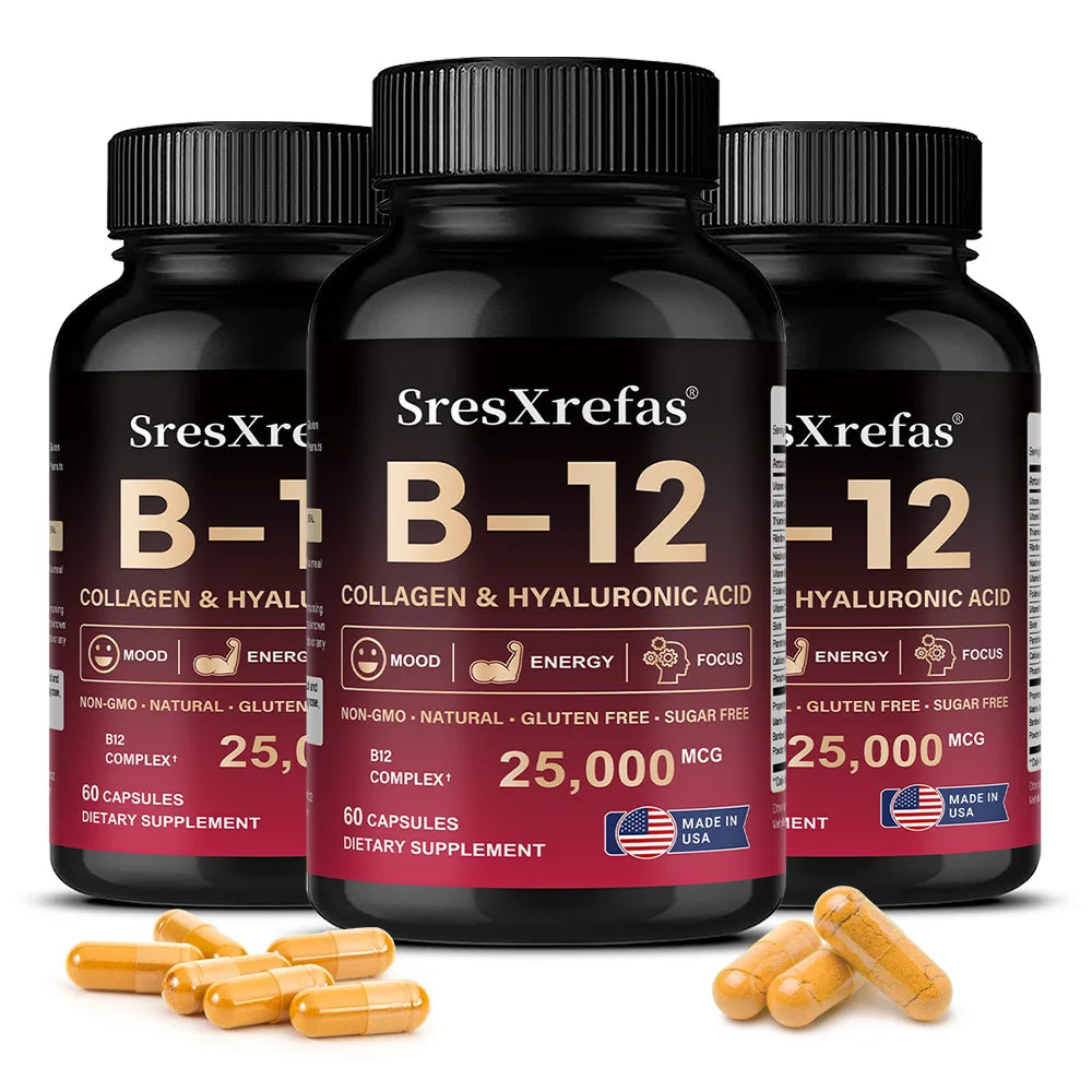 Vitamin B12 with Collagen & Hyaluronic Acid, Daily Energy, Nervous System & Overall Wellness Support SEO-Optimi - Bond Well Supplies