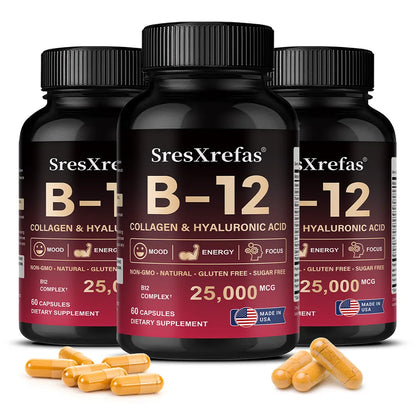 Vitamin B12 with Collagen & Hyaluronic Acid, Daily Energy, Nervous System & Overall Wellness Support SEO-Optimi - Bond Well Supplies