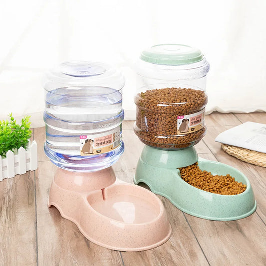 2-in-1 Pet Food Bowl and Automatic Water Dispenser, Large Capacity Feeding Station for Cats, Puppies and Small Dogs