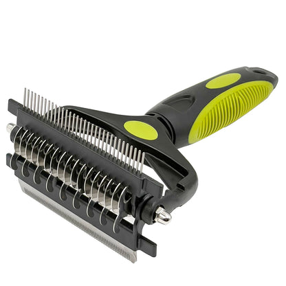 Double-Sided Pet Grooming Brush, 3-in-1 Deshedding Comb & Fur Detangling Knot Cutter for Dogs and Cats