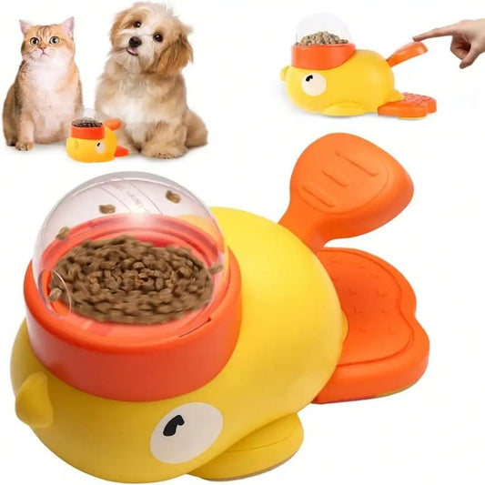 Dog Slow Feeder Bowl with Food Puzzle Toy, Duck-Shaped Interactive Treat Dispenser for Enrichment