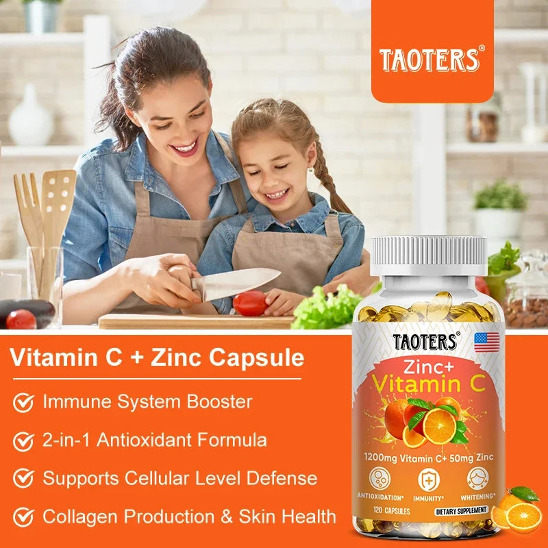 Taoters Vitamin C Zinc Supplement, High-Absorption Formula for Daily Immune, Skin & Antioxidant Wellness - Bond Well Supplies