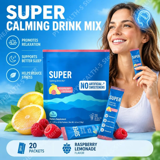 Stress & Sleep Wellness Drink Mix, L-Theanine, Magnesium Glycinate & Vitamin D3 Powder, No Sugar, Non-GMO, 20 Ct - Bond Well Supplies
