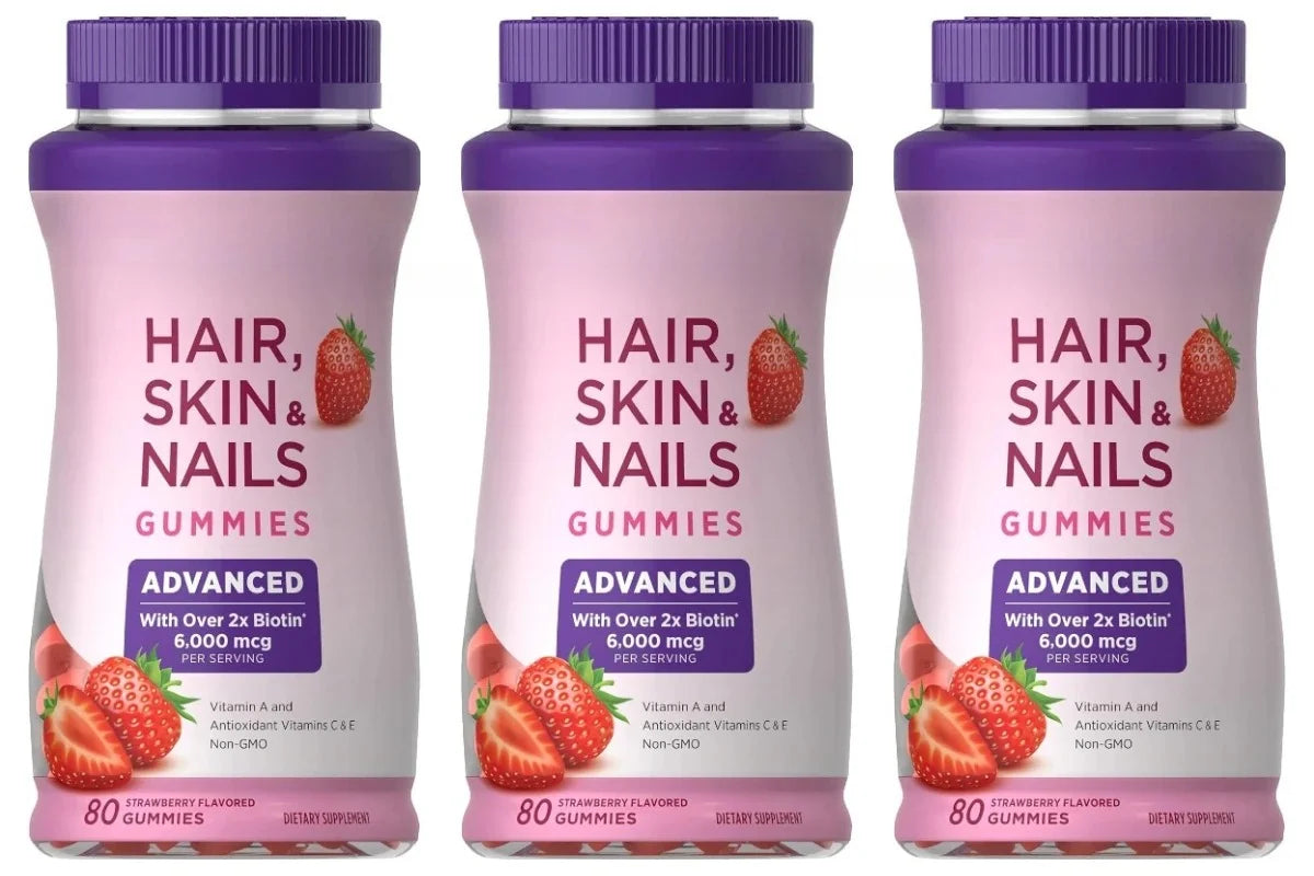 Strawberry Biotin Gummies 6000mcg, Vitamin Support Supplement for Healthy-Looking Hair, Skin & Nails, 80 Count - Bond Well Supplies