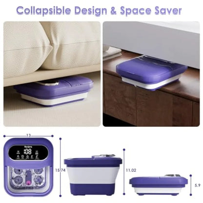 Collapsible Foot Spa Bath with Heat, Bubble Jets, Temperature Control and Rotary Massage