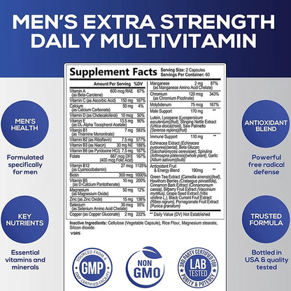 Men's Multivitamin Supplement, Energy & Endurance Support for Heart, Brain Health & Daily Vitality - Bond Well Supplies