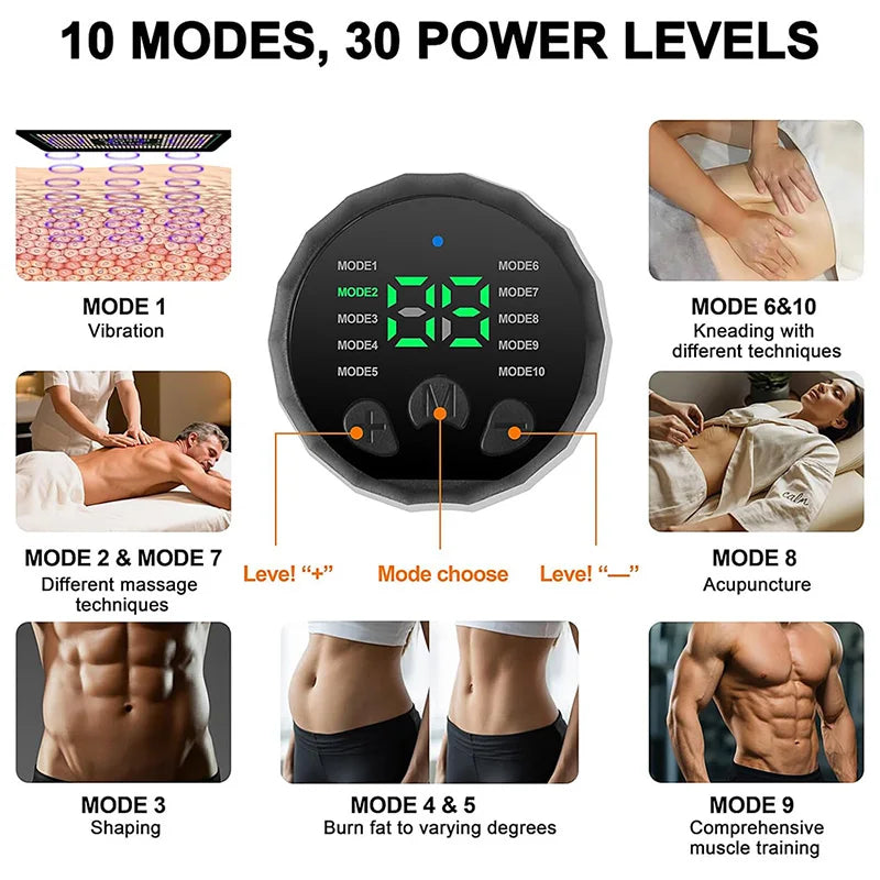 Rechargeable EMS Muscle Toning Belt, Electronic Stimulator for Abdomen, Arms & Body Training