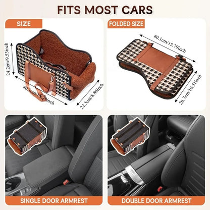 Center Console Dog Car Booster Seat, Portable Travel Bed for Small Dogs and Puppies