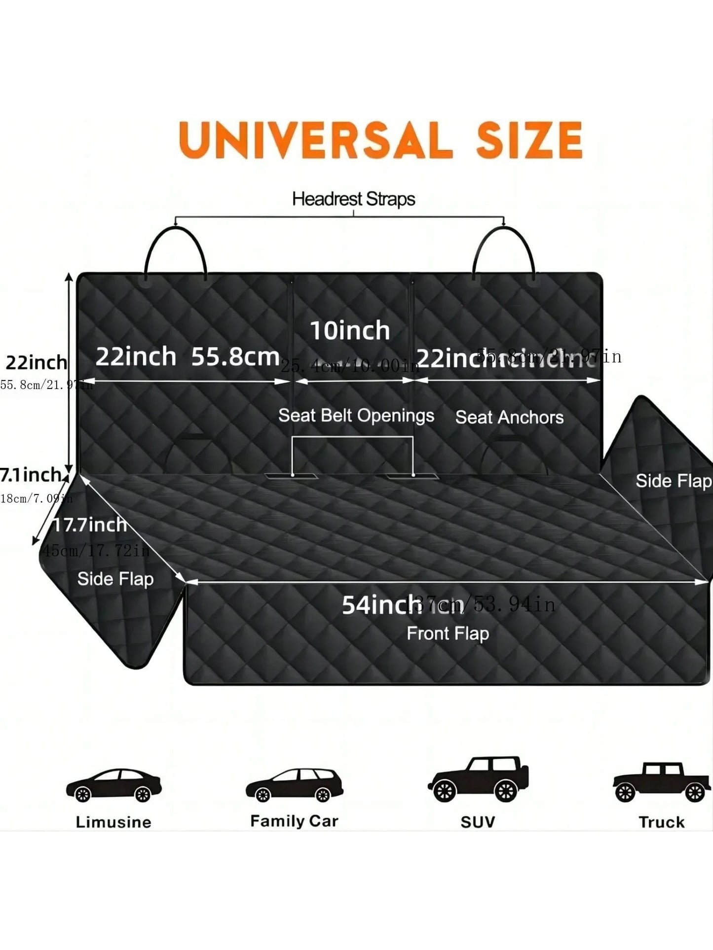 Waterproof Dog Car Seat Protector, Travel Cover for Dogs with Middle Seat Armrest