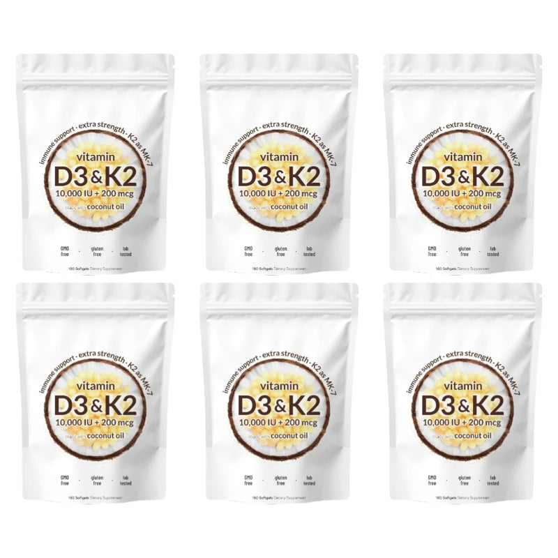 Vitamin D3 K2 Softgels with MK-7 & Coconut Oil, 10,000 IU + 200mcg, Bone & Immune Wellness Support - Bond Well Supplies