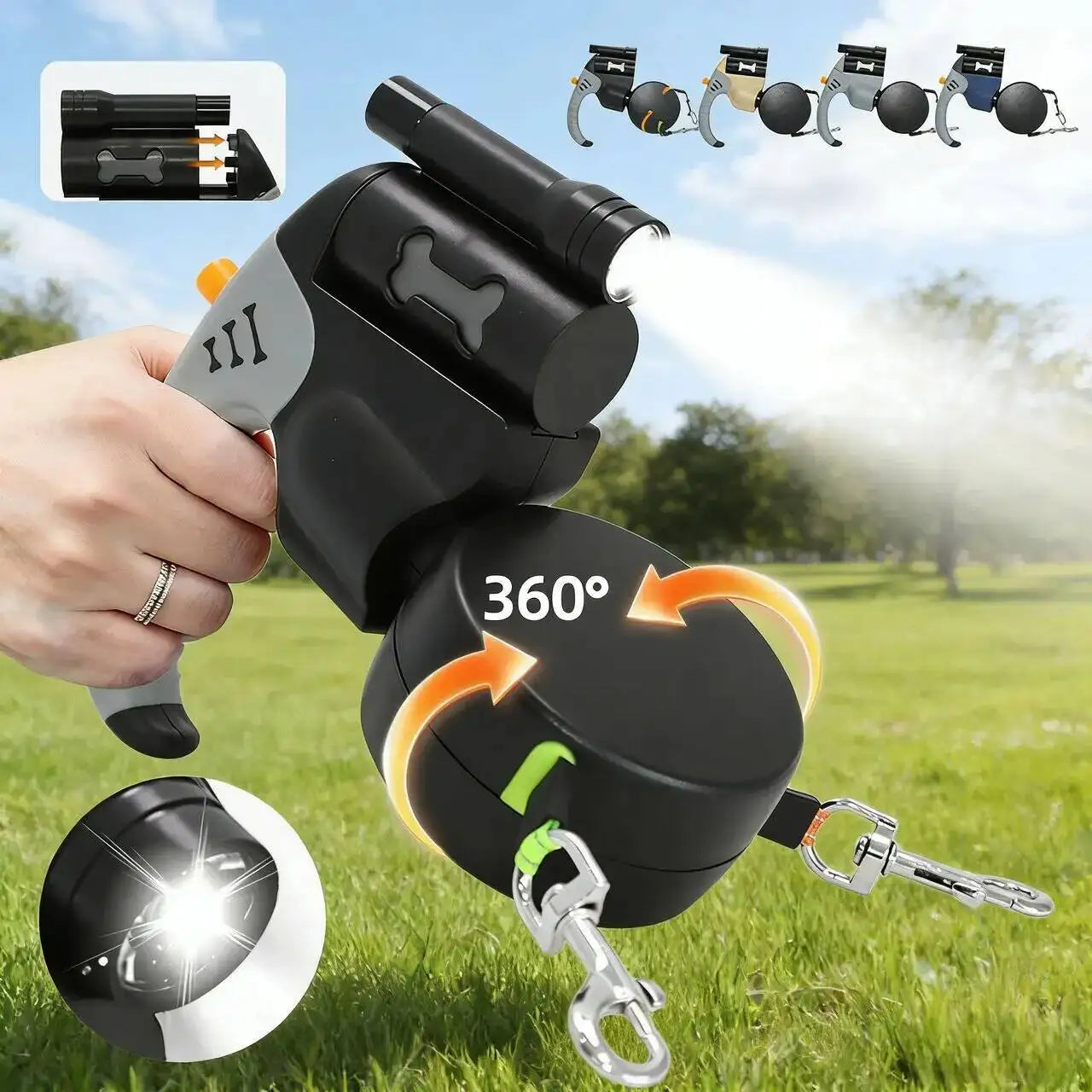 Retractable Double Dog Leash with LED Flashlight, 3M Dual Lead
