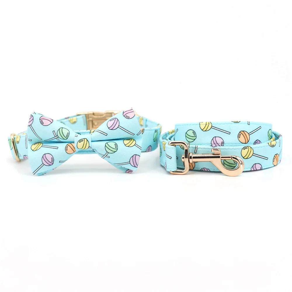 Personalized Dog Bowtie Collar, Lollipop-Inspired Design for Holiday Parties, Birthdays & Pet Gifts - Bond Well Supplies