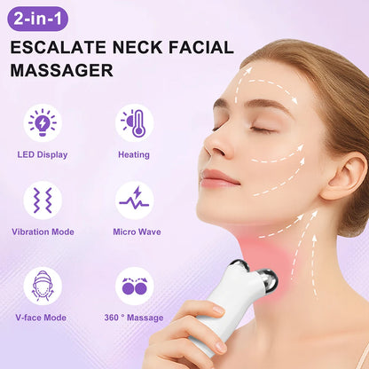 Electric V-Face Lift Device, EMS Microcurrent Facial Roller with LED Light for Skin Care - Bond Well Supplies