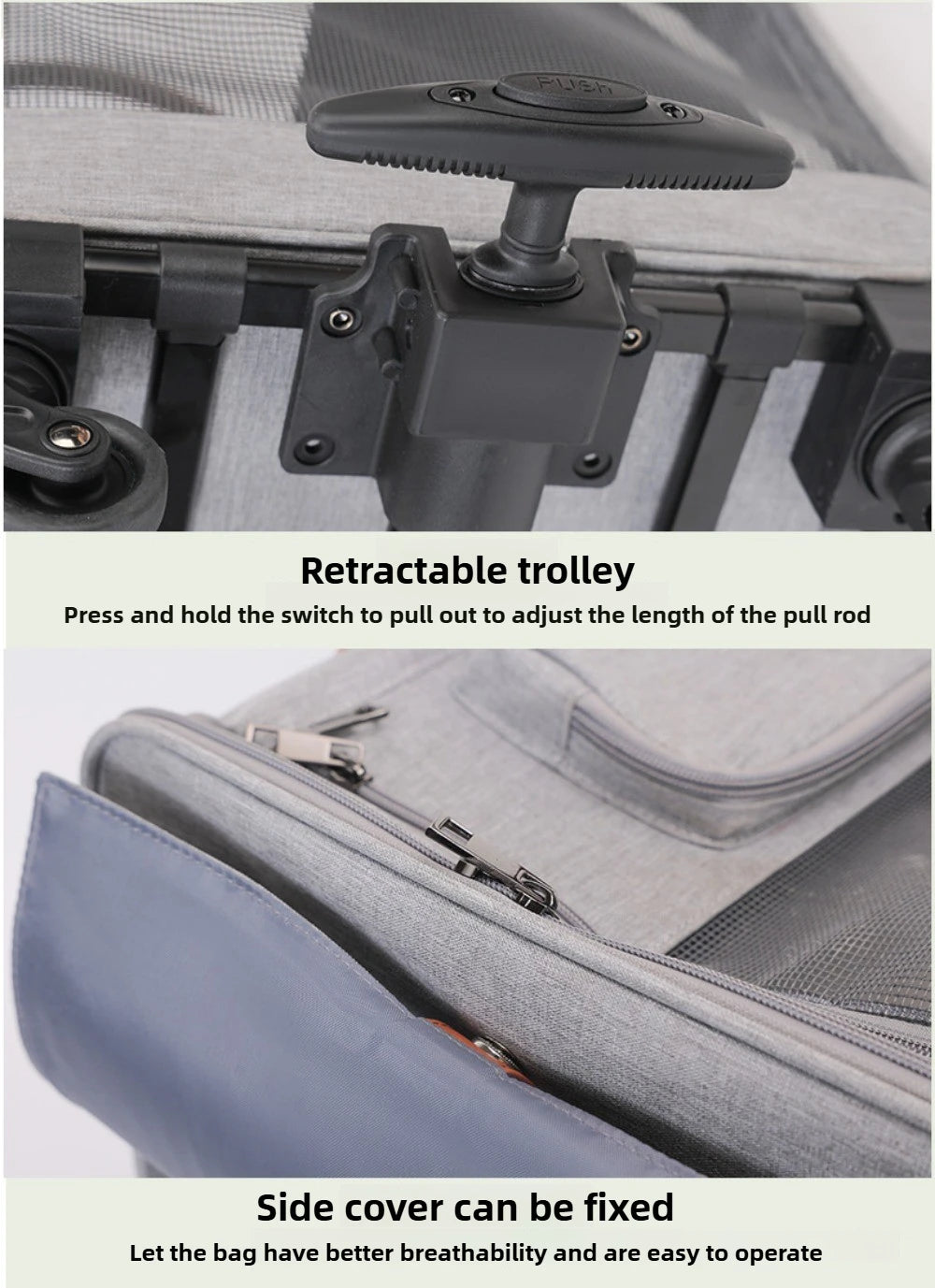 Breathable Pet Carrier with Wheels, Foldable Travel Trolley for Cats and Dogs