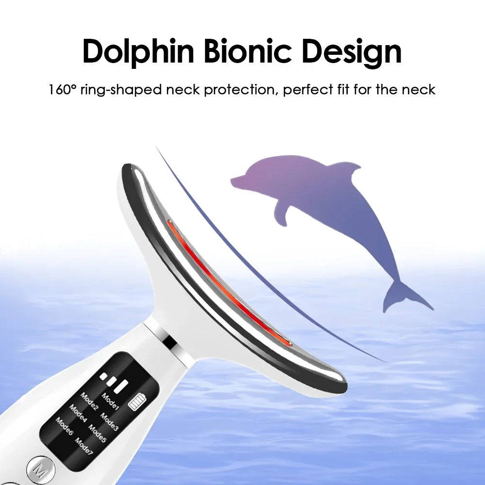 Electric Face & Neck Massager, 7-Color LED Light with Heating & Vibration Massage - Bond Well Supplies