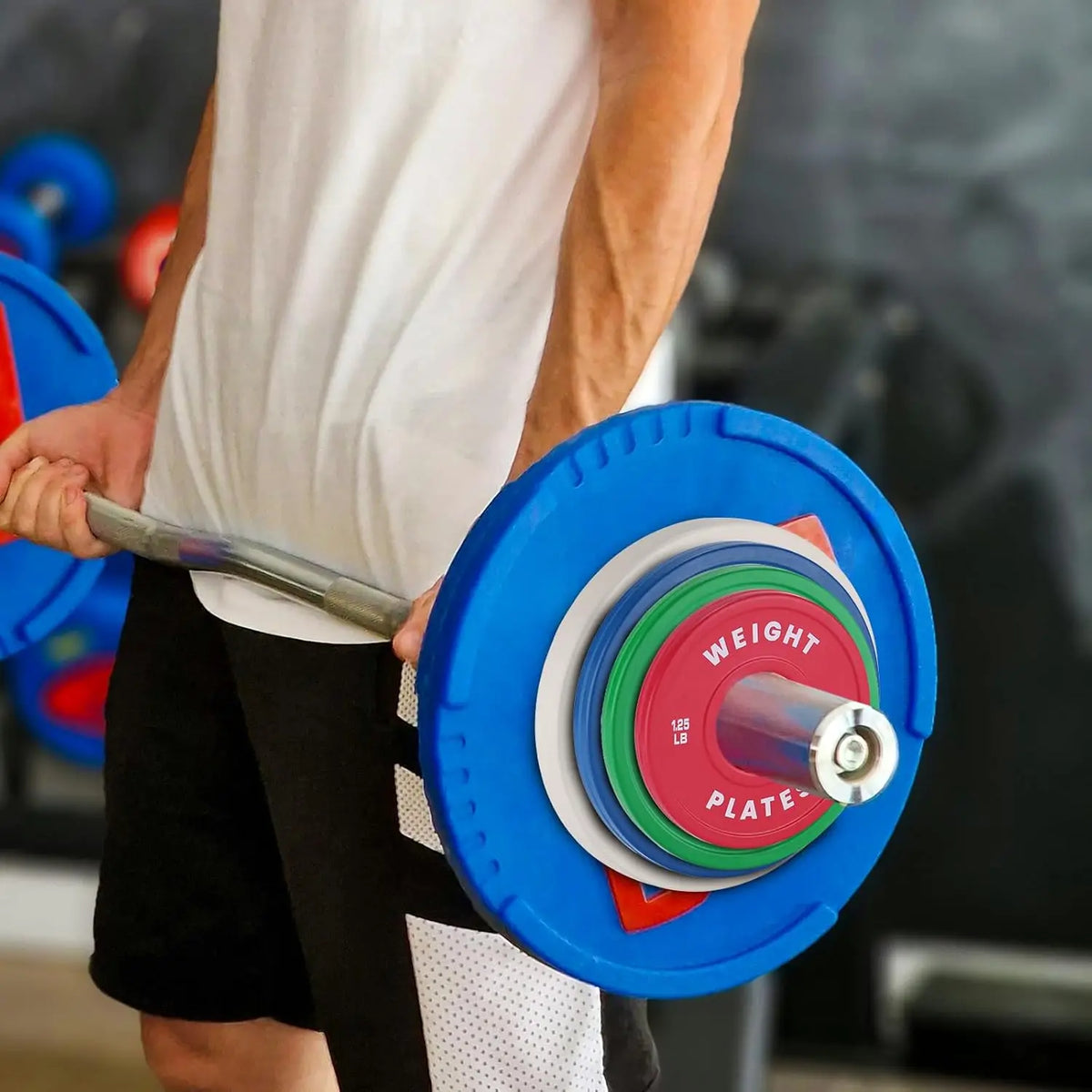 Fractional Barbell Weight Plates, 1.25LB 2.5LB 5LB 10LB Rubber-Coated Strength Training Set