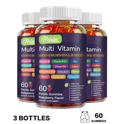 Multivitamin Dietary Gummies, Daily Energy, Skin, Hair & Nail Care with Immune Support - Bond Well Supplies