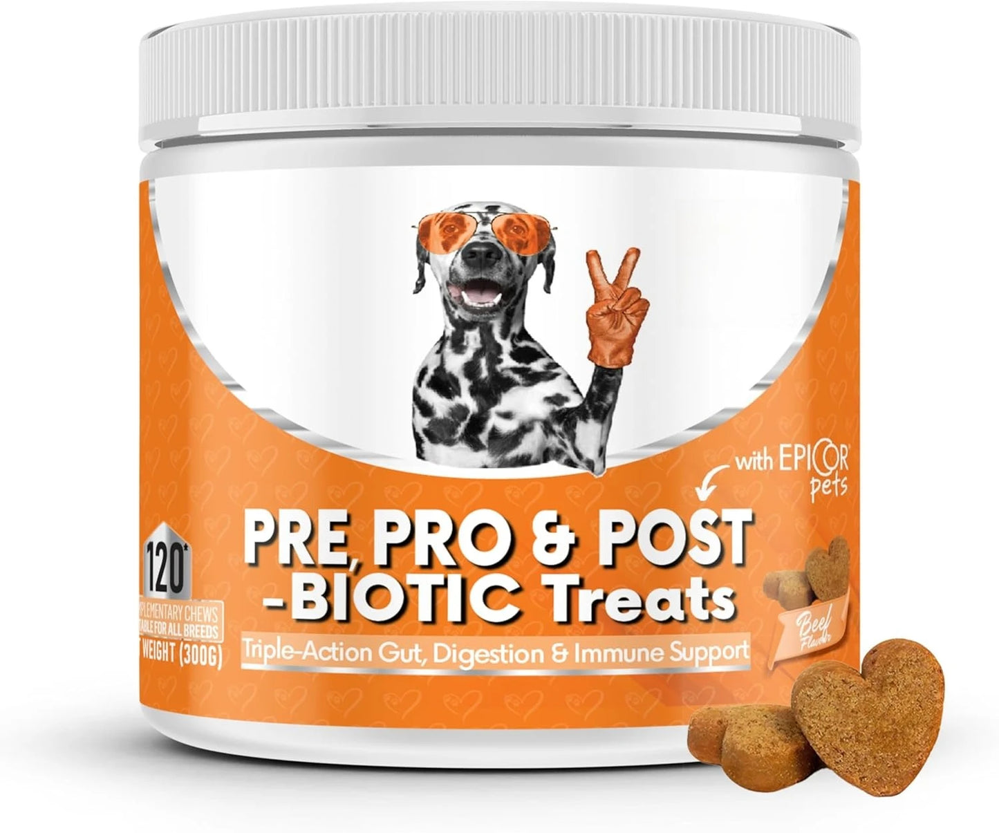 Dog Digestive Support Chews with Probiotics & Postbiotics, Soft Chews for Daily Gut Health, 120 Count