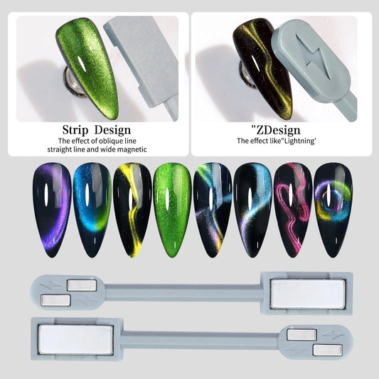 2-Piece Double-Headed Nail Magnet Stick, Cat Eye Magnetic Wand for Gel Polish Nail Art & Manicure - Bond Well Supplies